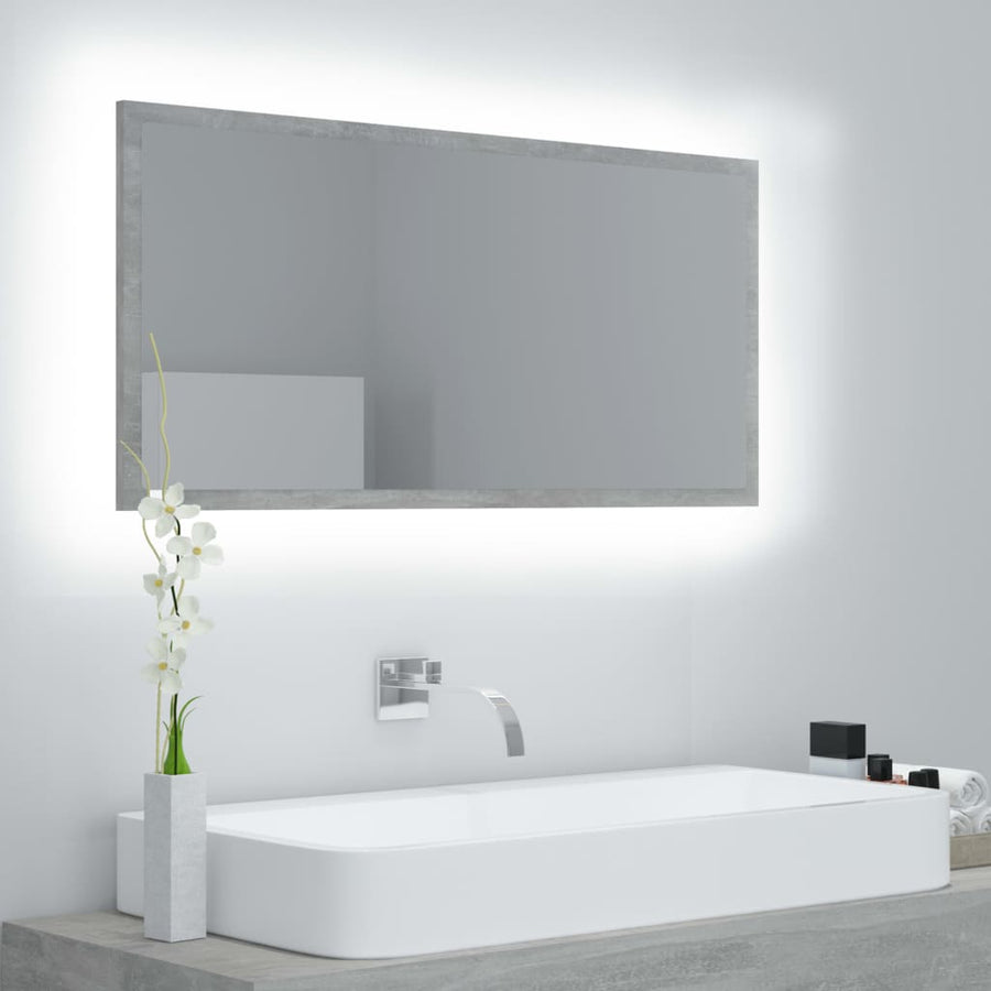 Badkamerspiegel Led 90X8,5X37 Cm Acryl Betongrijs