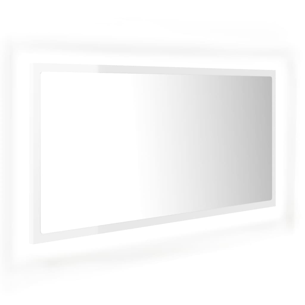 Badkamerspiegel Led 90X8,5X37 Cm Acryl Hoogglans Wit en sonoma eiken