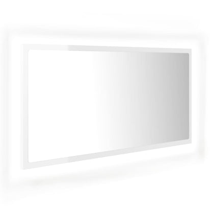 Badkamerspiegel Led 90X8,5X37 Cm Acryl Hoogglans Wit en sonoma eiken