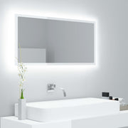 Badkamerspiegel 90x37 cm hoogglans wit LED acryl