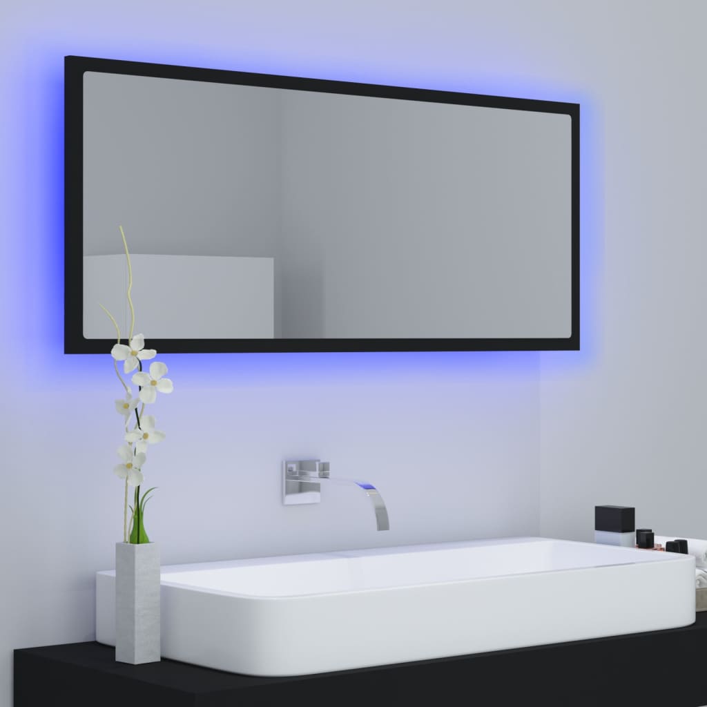 Badkamerspiegel Led 00X8,5X37 Cm Acryl Zwart