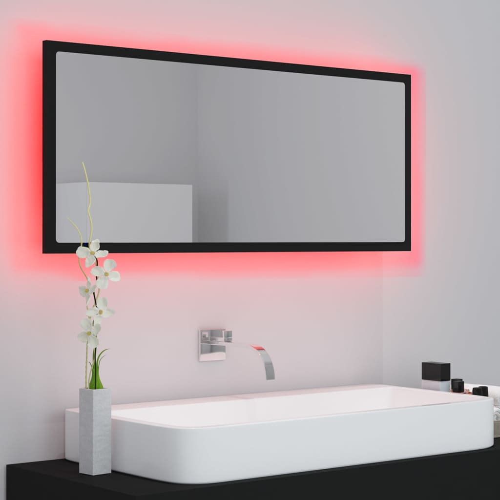 Badkamerspiegel Led 00X8,5X37 Cm Acryl Zwart