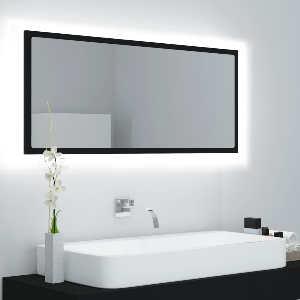 Badkamerspiegel Led 00X8,5X37 Cm Acryl Zwart