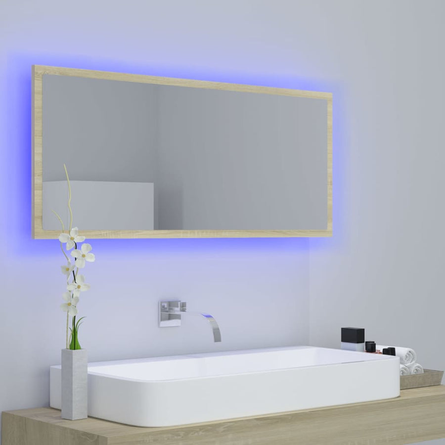 Badkamerspiegel Led 00X8,5X37 Cm Acryl Kleurig Sonoma eiken