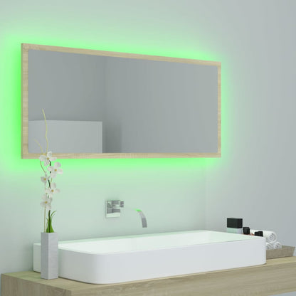 Badkamerspiegel Led 00X8,5X37 Cm Acryl Kleurig Sonoma eiken