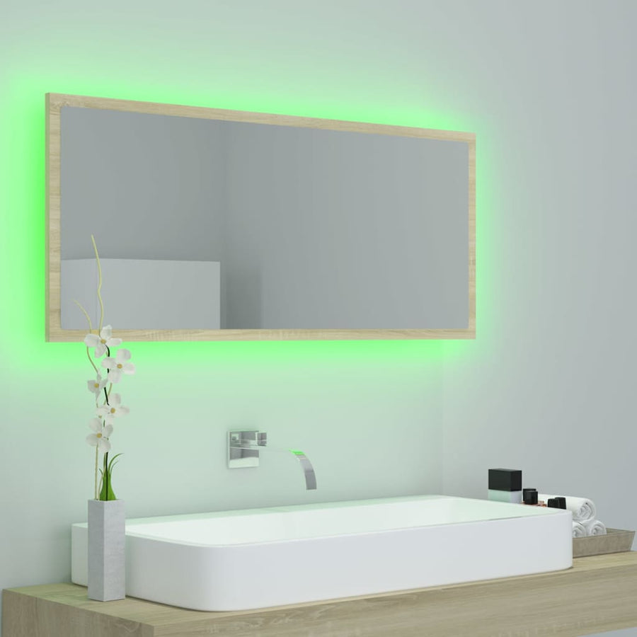 Badkamerspiegel Led 00X8,5X37 Cm Acryl Kleurig Sonoma eiken
