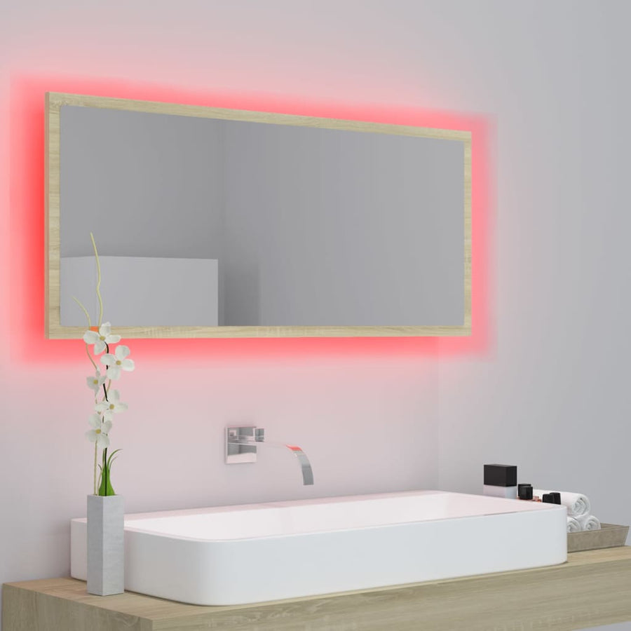 Badkamerspiegel Led 00X8,5X37 Cm Acryl Kleurig Sonoma eiken