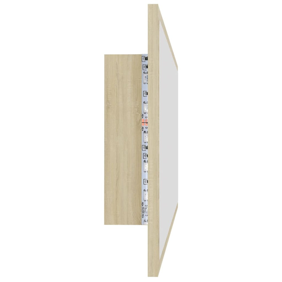 Badkamerspiegel Led 00X8,5X37 Cm Acryl Kleurig Sonoma eiken