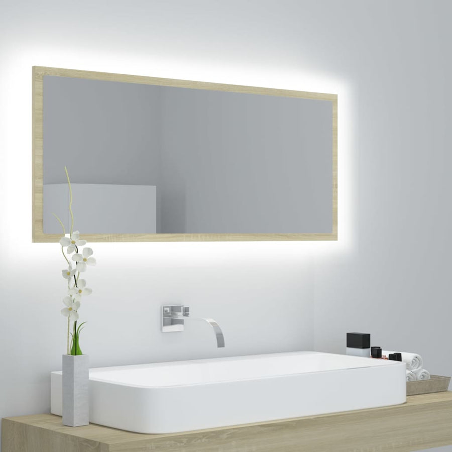 Badkamerspiegel Led 00X8,5X37 Cm Acryl Kleurig Sonoma eiken