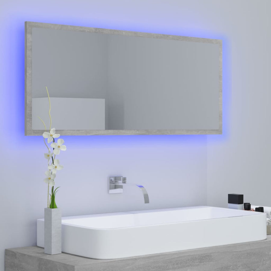 Badkamerspiegel LED 100x8,5x37 cm acryl betongrijs Betongrijs