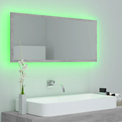 Badkamerspiegel LED 100x8,5x37 cm acryl betongrijs Betongrijs