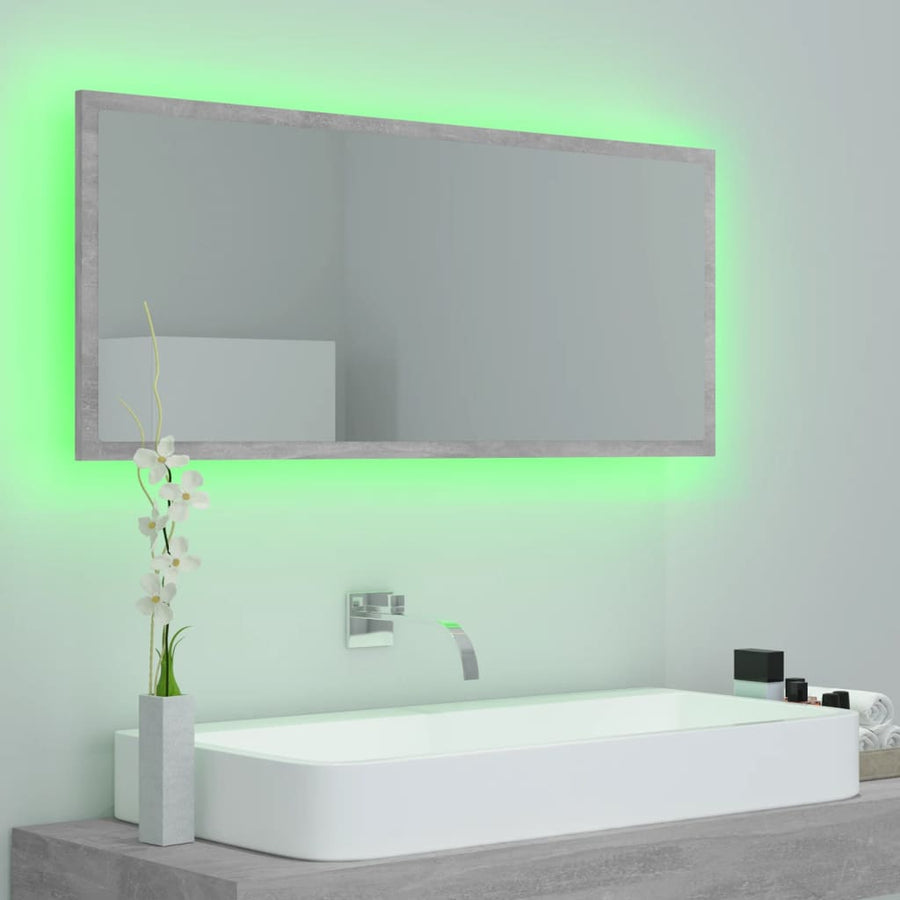 Badkamerspiegel LED 100x8,5x37 cm acryl betongrijs Betongrijs