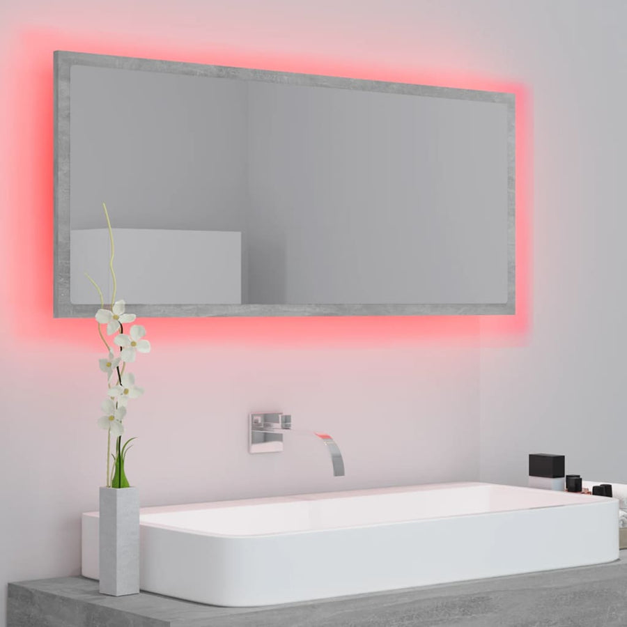 Badkamerspiegel LED 100x8,5x37 cm acryl betongrijs Betongrijs