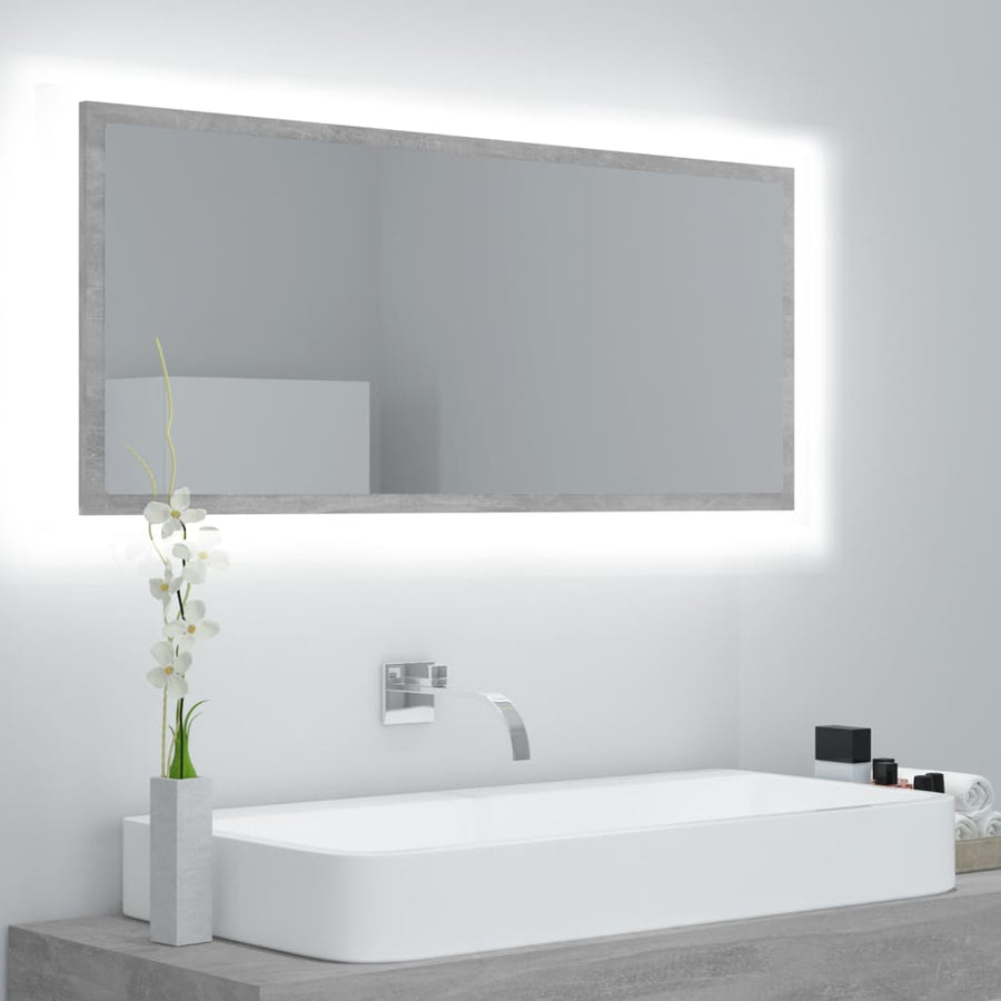 Badkamerspiegel LED 100x8,5x37 cm acryl betongrijs Betongrijs