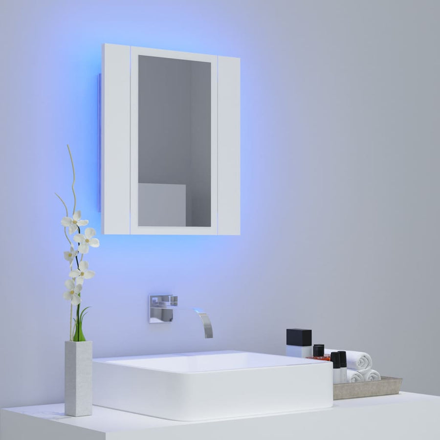 Badkamerkast Met Spiegel En Led 40X2X45 Cm Acryl Wit