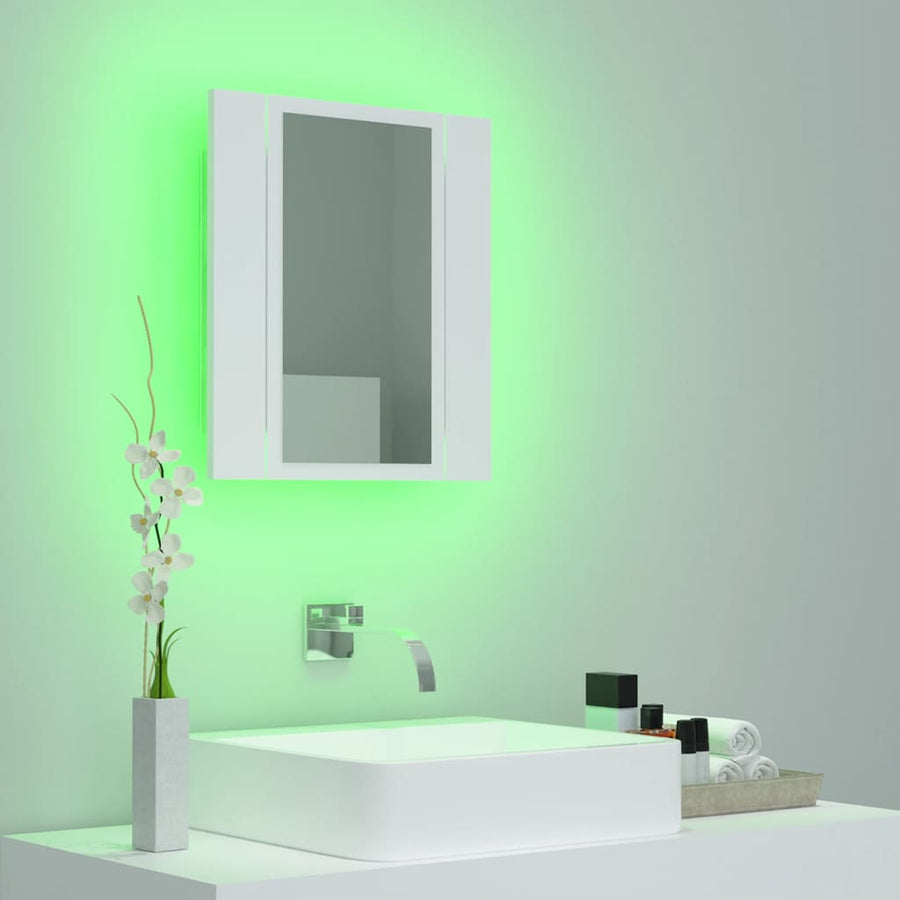 Badkamerkast Met Spiegel En Led 40X2X45 Cm Acryl Wit