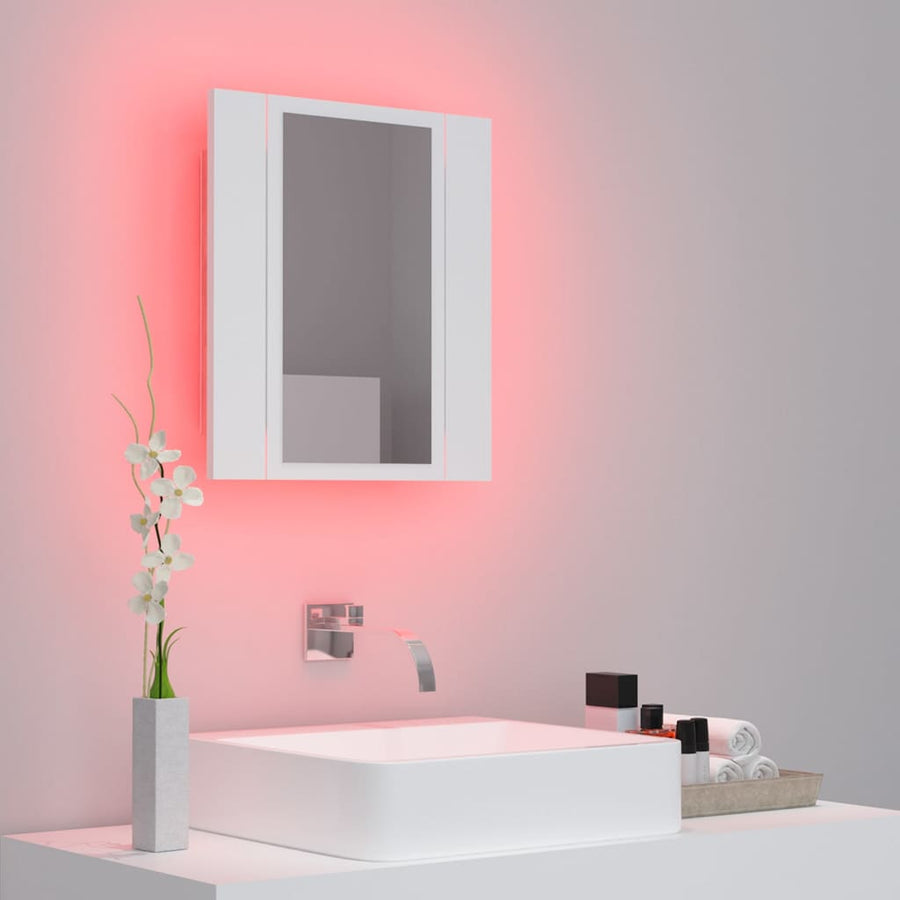 Badkamerkast Met Spiegel En Led 40X2X45 Cm Acryl Wit