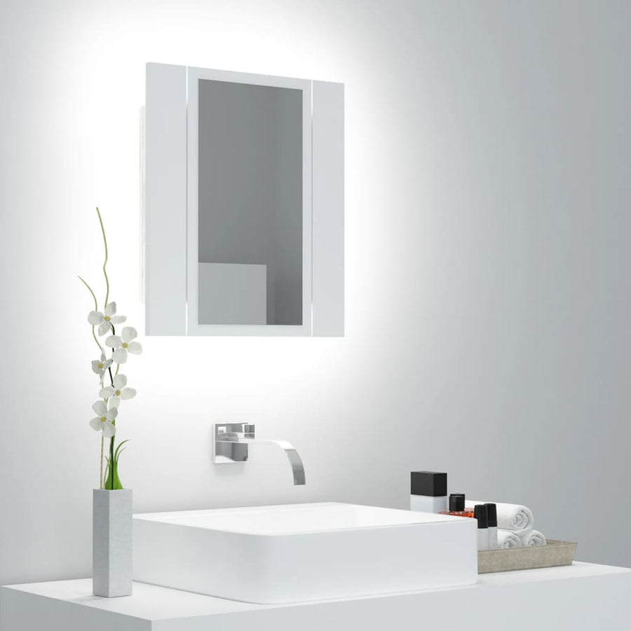 Badkamerkast Met Spiegel En Led 40X2X45 Cm Acryl Wit