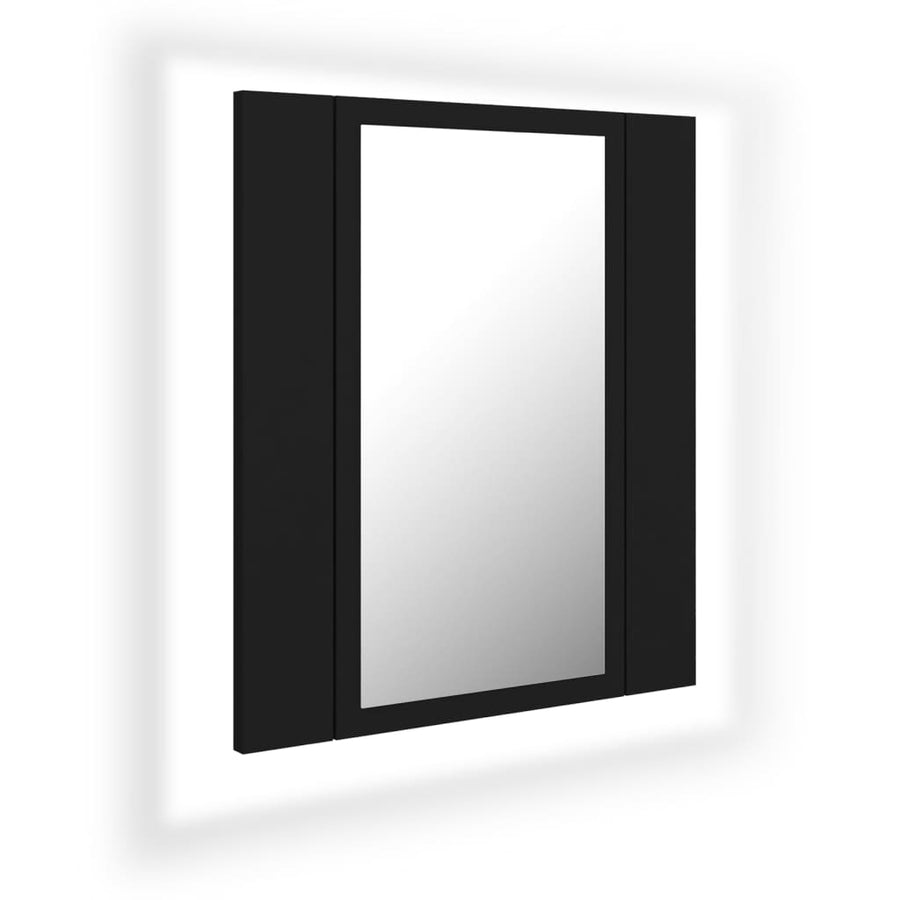 Badkamerkast Met Spiegel En Led 40X2X45 Cm Acryl Zwart