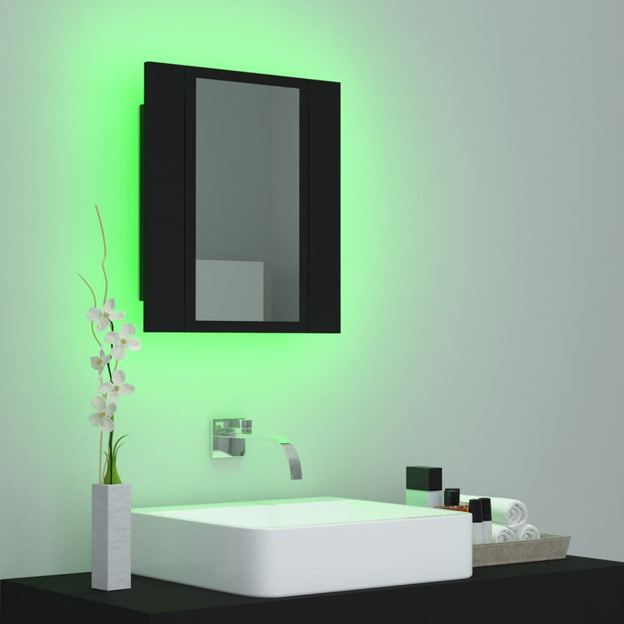 Badkamerkast Met Spiegel En Led 40X2X45 Cm Acryl Zwart