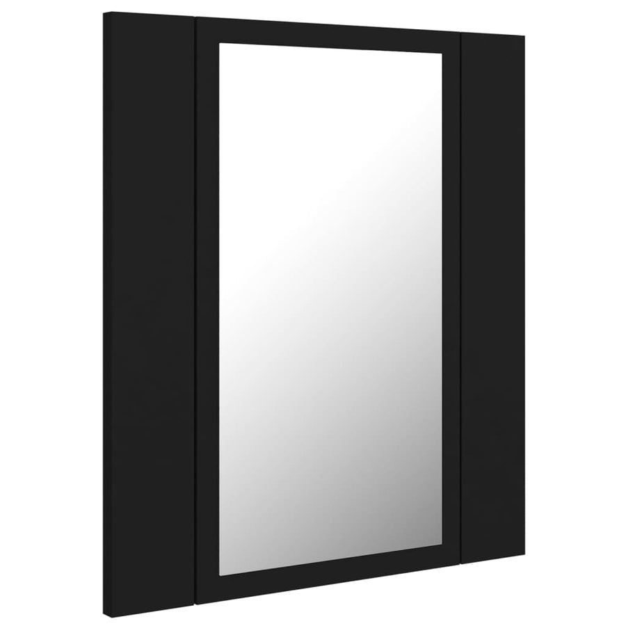 Badkamerkast Met Spiegel En Led 40X2X45 Cm Acryl Zwart
