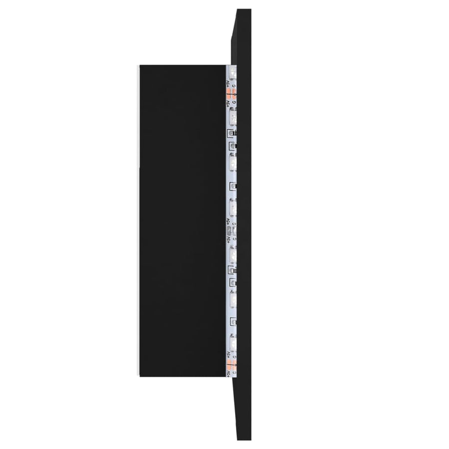 Badkamerkast Met Spiegel En Led 40X2X45 Cm Acryl Zwart