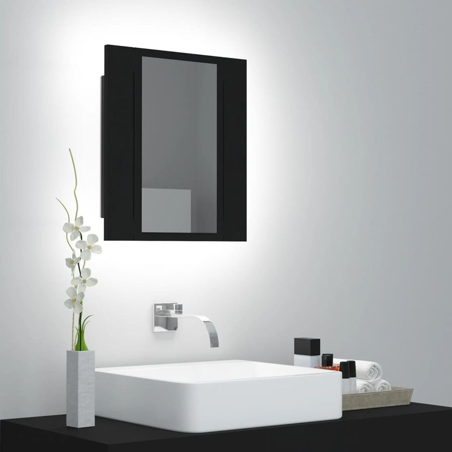 Badkamerkast Met Spiegel En Led 40X2X45 Cm Acryl Zwart