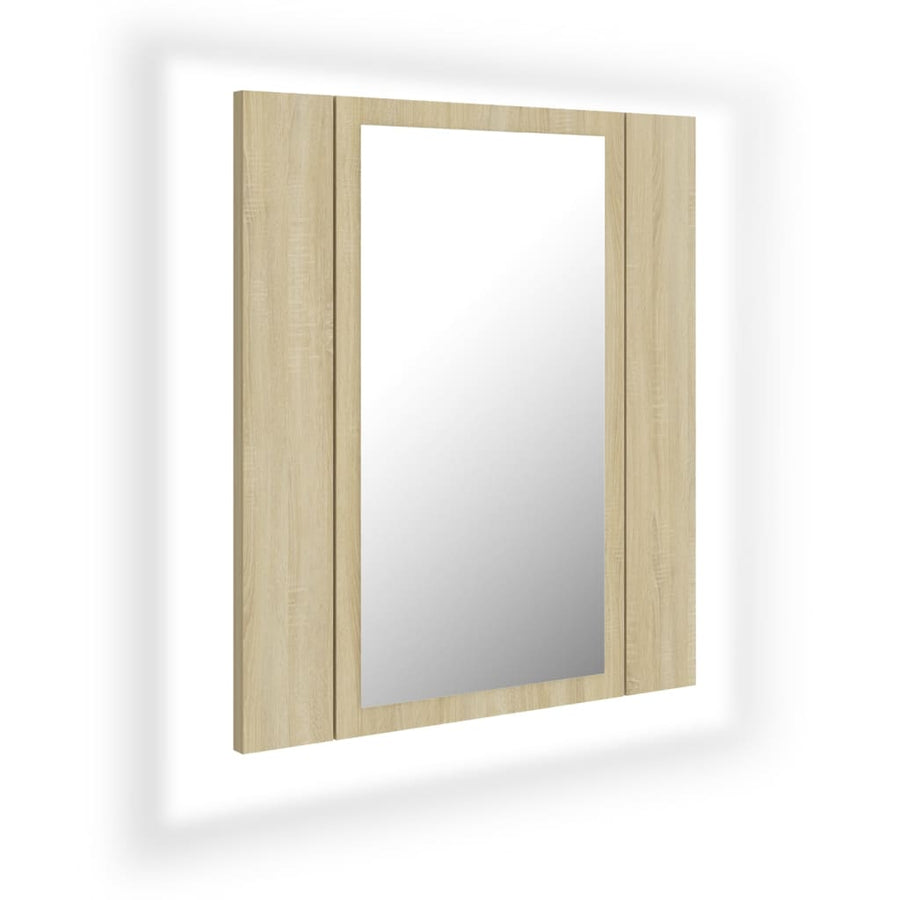 Badkamerkast Met Spiegel Led 40X2X45 Acryl Kleurig Sonoma eiken