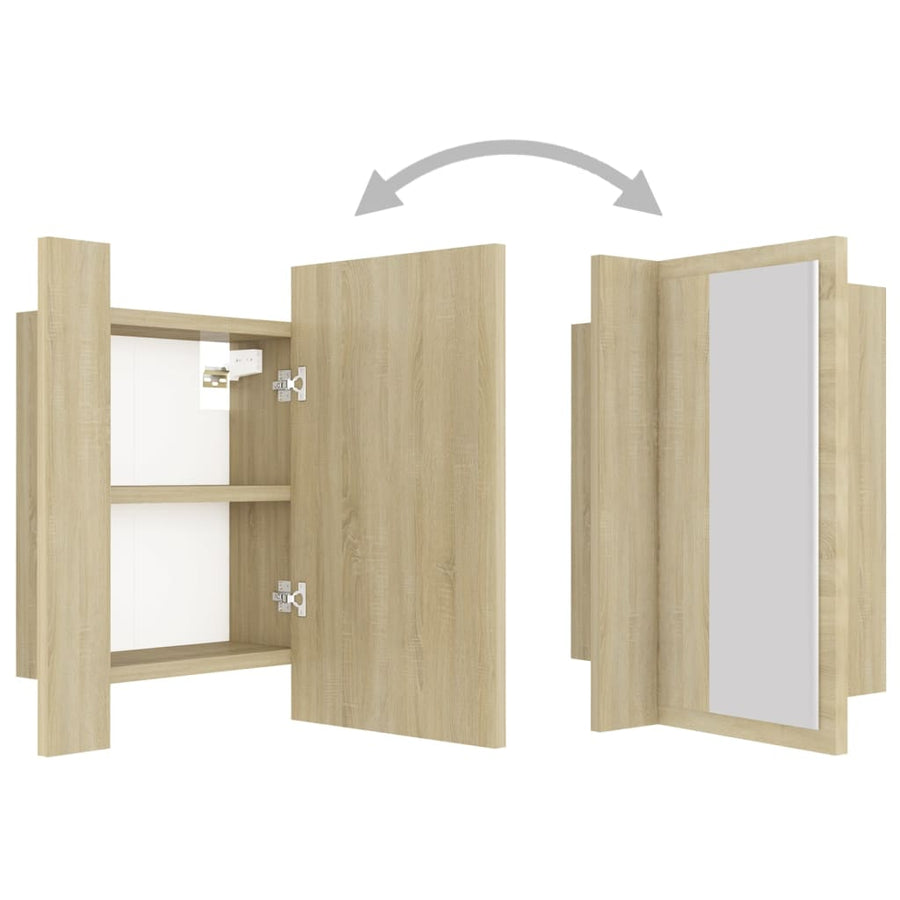Badkamerkast Met Spiegel Led 40X2X45 Acryl Kleurig Sonoma eiken