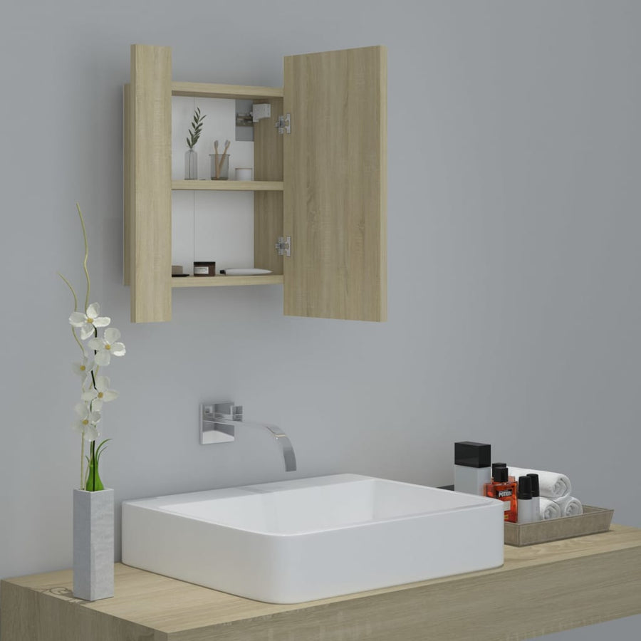 Badkamerkast Met Spiegel Led 40X2X45 Acryl Kleurig Sonoma eiken
