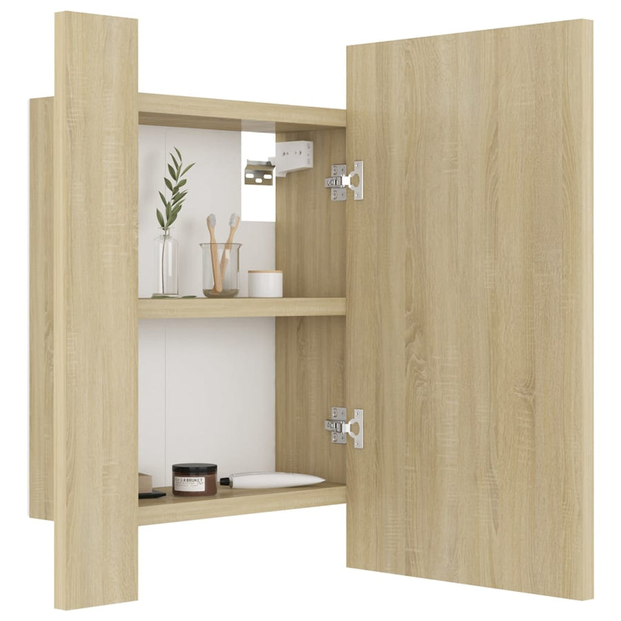Badkamerkast Met Spiegel Led 40X2X45 Acryl Kleurig Sonoma eiken