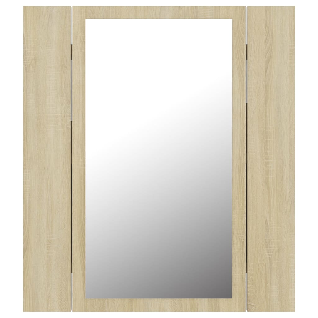 Badkamerkast Met Spiegel Led 40X2X45 Acryl Kleurig Sonoma eiken