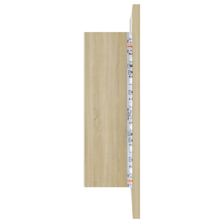 Badkamerkast Met Spiegel Led 40X2X45 Acryl Kleurig Sonoma eiken