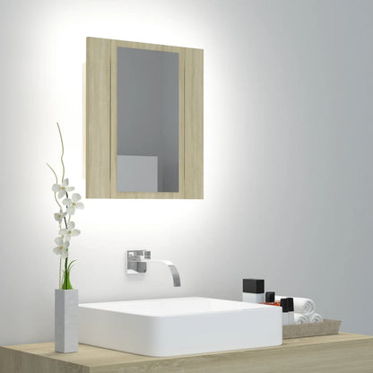 Badkamerkast Met Spiegel Led 40X2X45 Acryl Kleurig Sonoma eiken