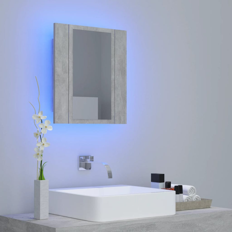 Badkamerkast Met Spiegel En Led 40X2X45 Cm Acryl Betongrijs