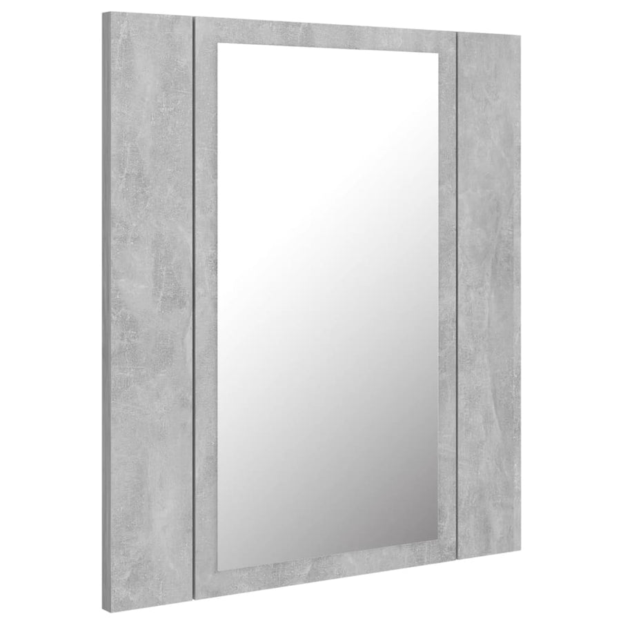 Badkamerkast Met Spiegel En Led 40X2X45 Cm Acryl Betongrijs