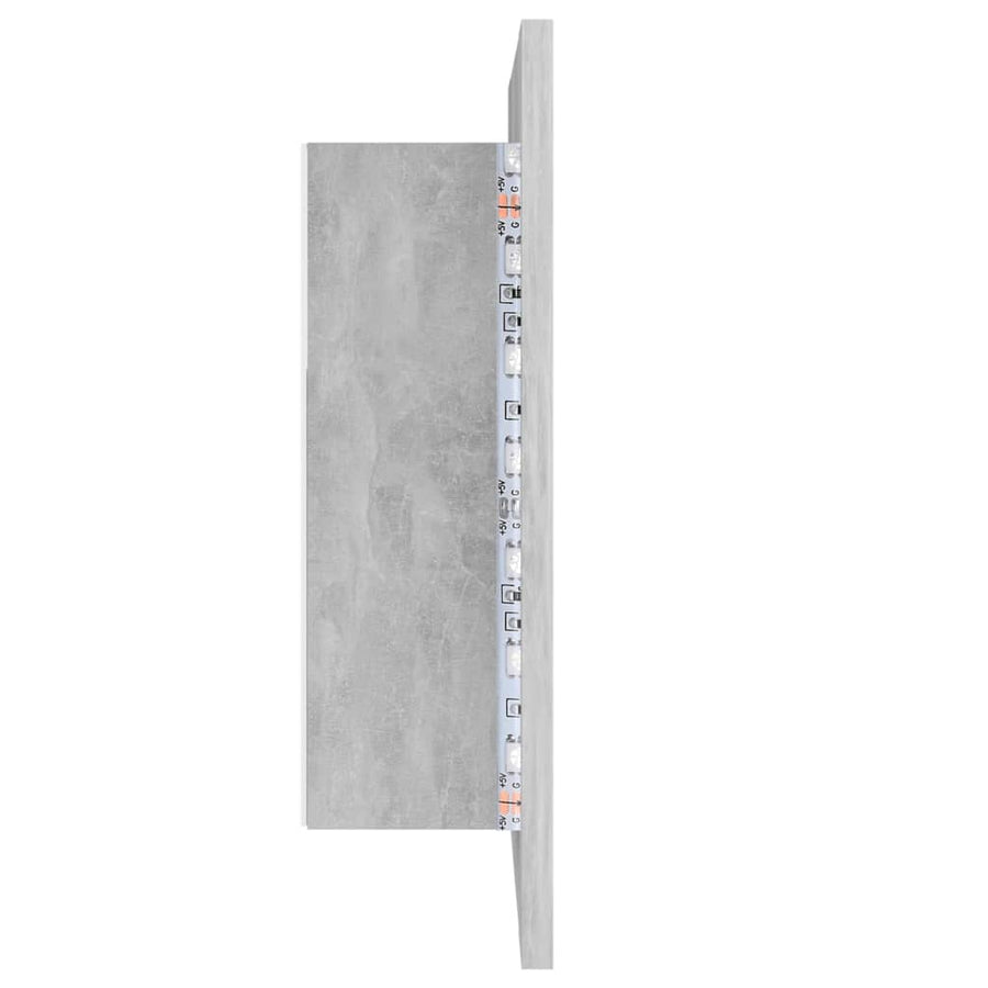 Badkamerkast Met Spiegel En Led 40X2X45 Cm Acryl Betongrijs