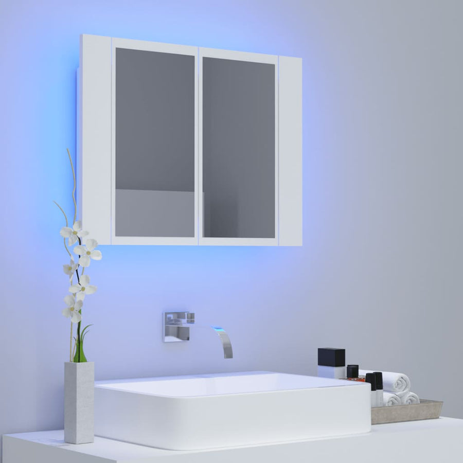 Badkamerkast Met Spiegel En Led 60X2X45 Cm Acryl Wit