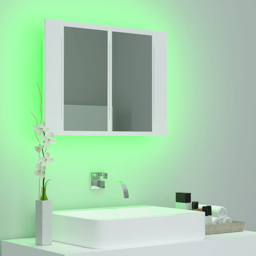 Badkamerkast Met Spiegel En Led 60X2X45 Cm Acryl Wit