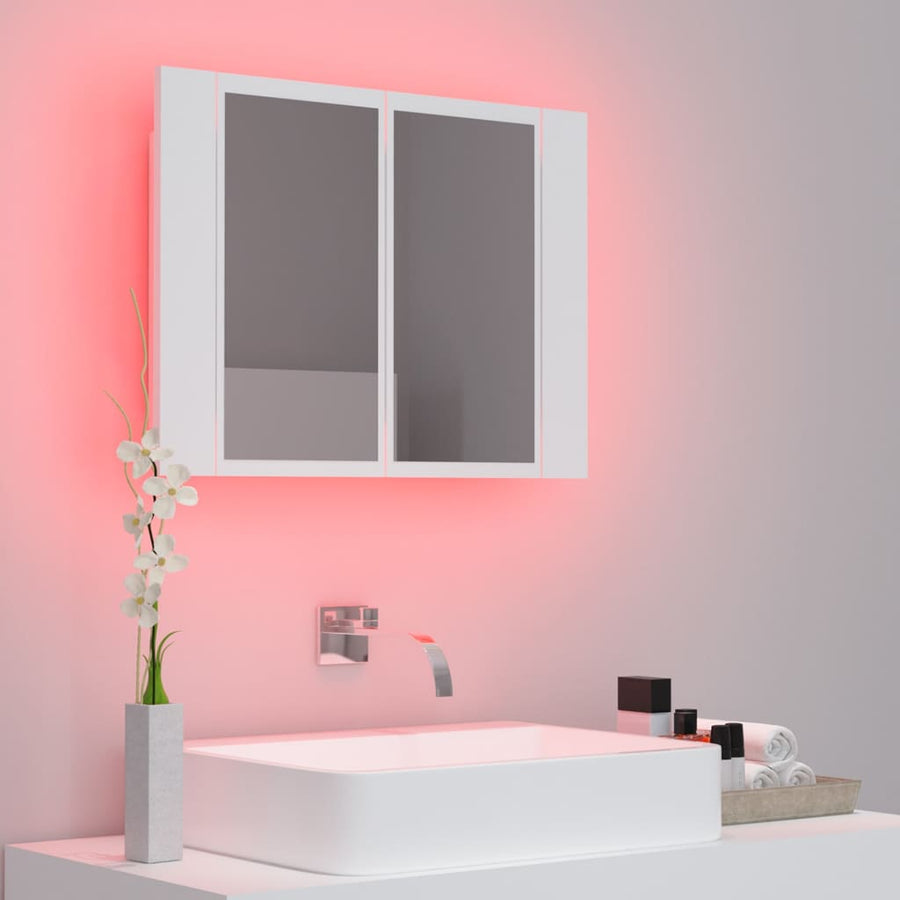 Badkamerkast Met Spiegel En Led 60X2X45 Cm Acryl Wit