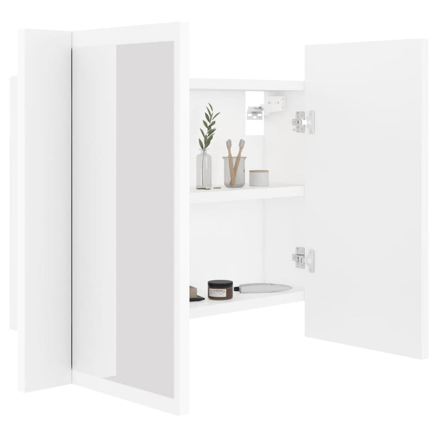 Badkamerkast Met Spiegel En Led 60X2X45 Cm Acryl Wit
