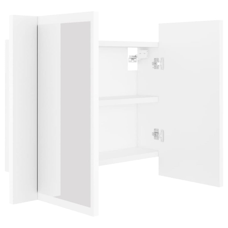 Badkamerkast Met Spiegel En Led 60X2X45 Cm Acryl Wit