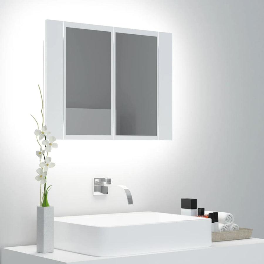 Badkamerkast Met Spiegel En Led 60X2X45 Cm Acryl Wit