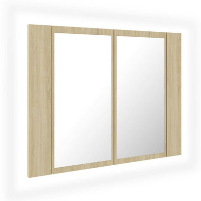 Badkamerkast Met Spiegel Led 60X2X45 Acryl Kleurig Sonoma eiken