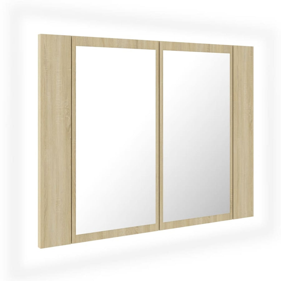 Badkamerkast Met Spiegel Led 60X2X45 Acryl Kleurig Sonoma eiken