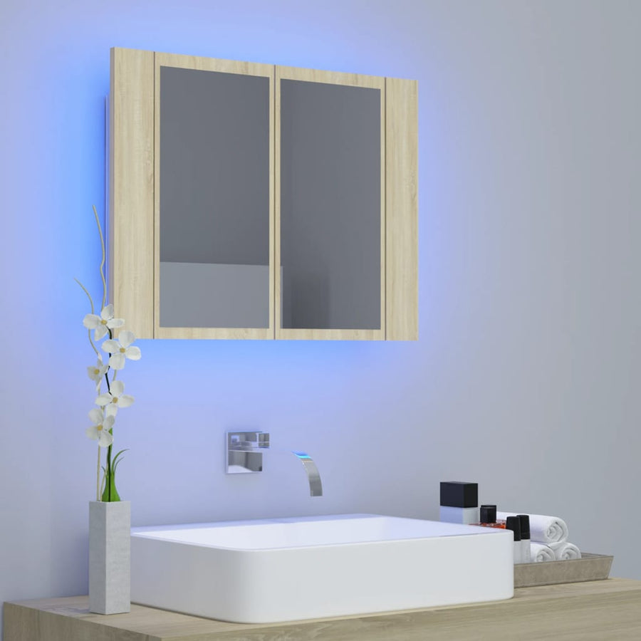 Badkamerkast Met Spiegel Led 60X2X45 Acryl Kleurig Sonoma eiken