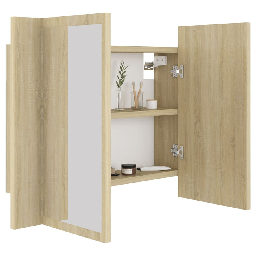 Badkamerkast Met Spiegel Led 60X2X45 Acryl Kleurig Sonoma eiken