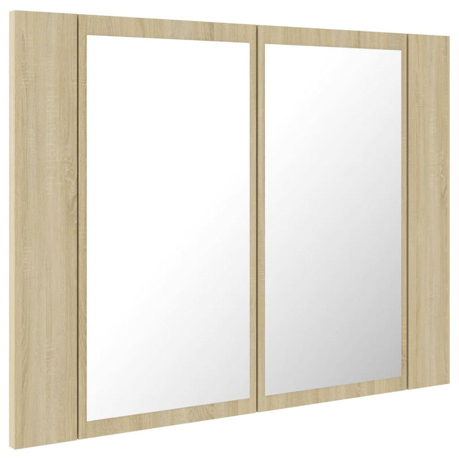 Badkamerkast Met Spiegel Led 60X2X45 Acryl Kleurig Sonoma eiken