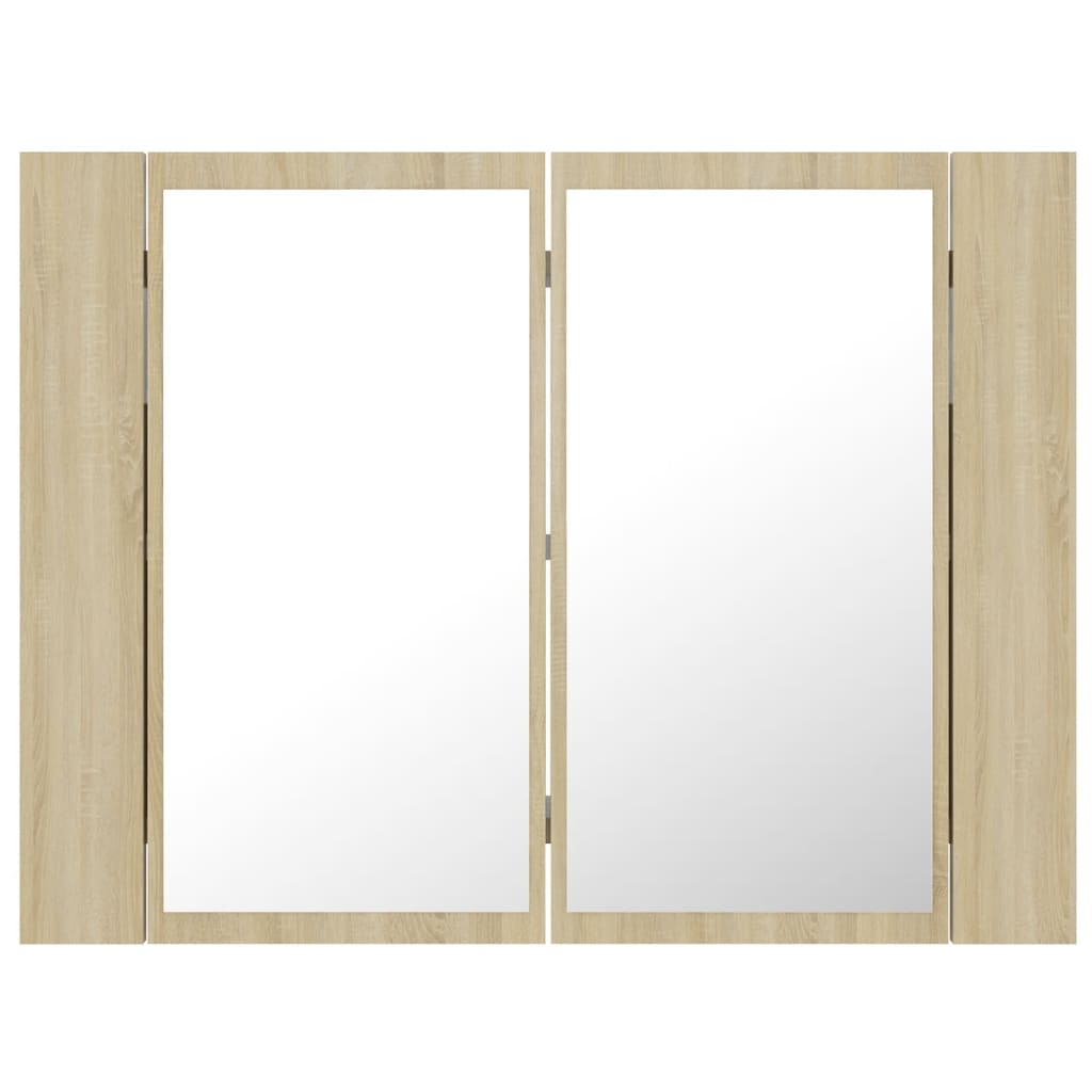 Badkamerkast Met Spiegel Led 60X2X45 Acryl Kleurig Sonoma eiken