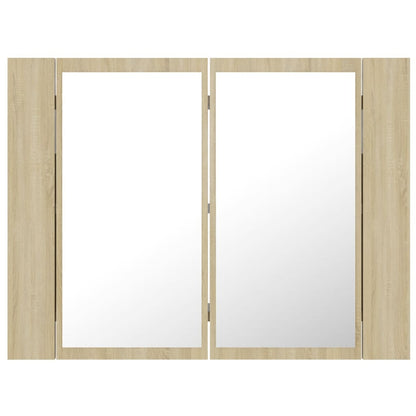 Badkamerkast Met Spiegel Led 60X2X45 Acryl Kleurig Sonoma eiken